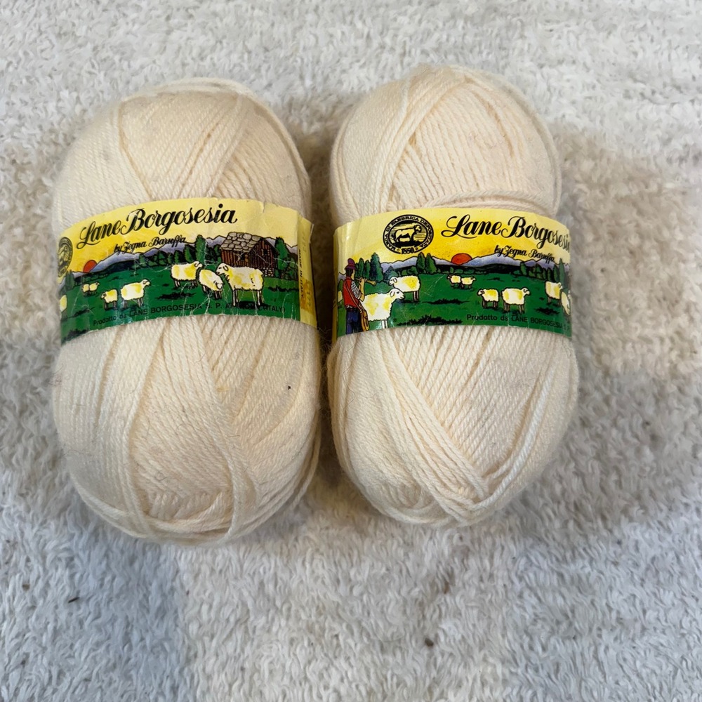 Lane Borgosesia Zegna Baruffa Hilton Wool Yarn Italy Cream 2428 50g Lot of 2